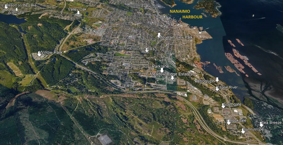 South Nanaimo mobile home parks map