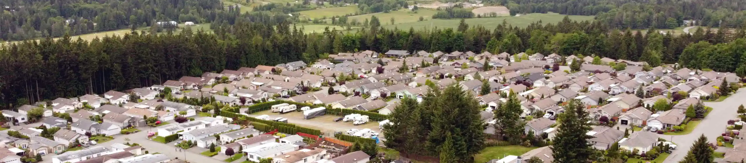 Aerial photo showing a manufactured home park in Nanaimo